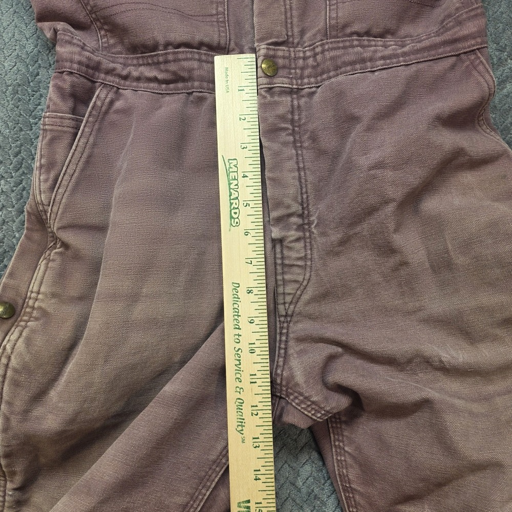 Vintage Carhartt WR027 Women's 6x30 Dark Plum Insulated Bib Overalls Distressed - Picture 13 of 15